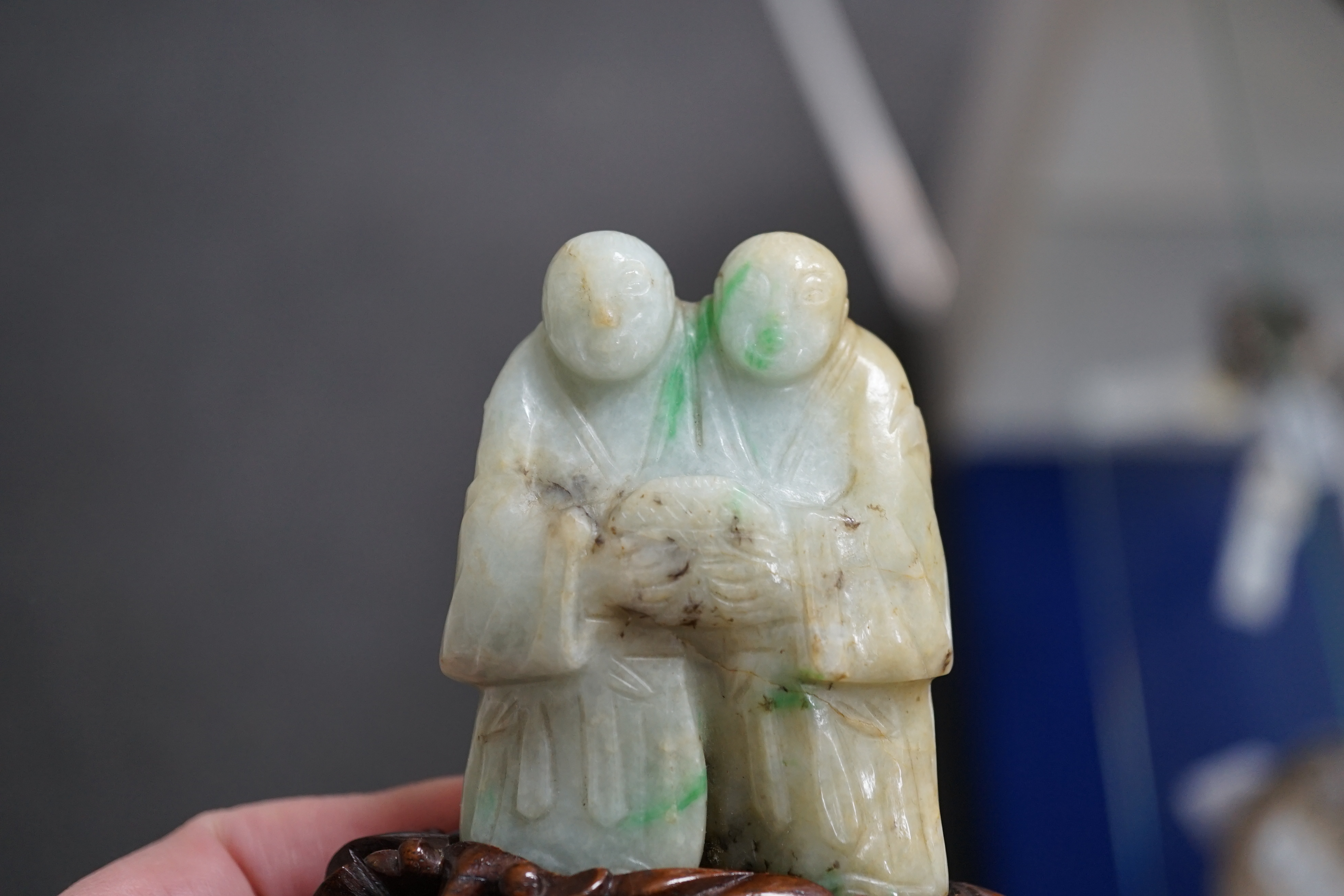 A Chinese jadeite group of the He He Erxian, 19th century